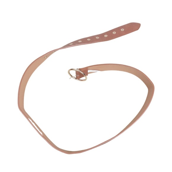 Uptown Cheapskate Faux Leather Brown Belt with Gold Circle Buckle - Picture 2 of 8